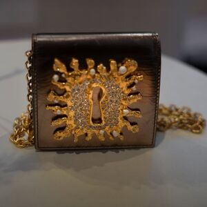 Gold and Brown Designer Chain Bag